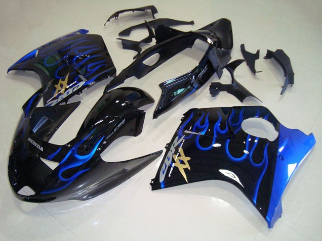 Preto Azul Chama Carenagem Moto Honda CBR 1100 XX Blackbird 96-07 Preto Azul Chama Carenagem Moto Honda CBR 1100 XX Blackbird 96-07