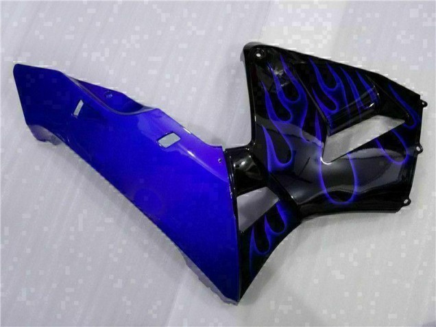 Preto & Azul Chama Carenagem Moto Honda CBR 600RR 03-04 Preto & Azul Chama Carenagem Moto Honda CBR 600RR 03-04