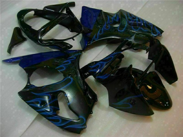 Preto & Azul Chama Carenagem Moto Kawasaki ZX6R 00-02 Preto & Azul Chama Carenagem Moto Kawasaki ZX6R 00-02