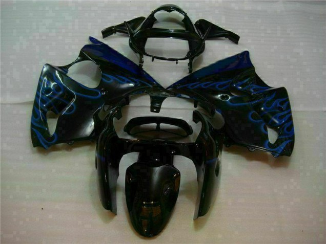 Preto & Azul Chama Carenagem Moto Kawasaki ZX6R 00-02 Preto & Azul Chama Carenagem Moto Kawasaki ZX6R 00-02