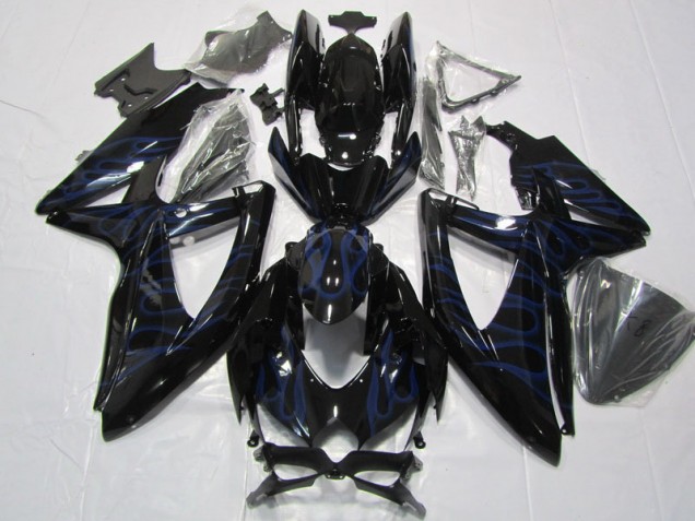 Preto Azul Chama Carenagem Moto Suzuki GSXR 600 K8 08-10
