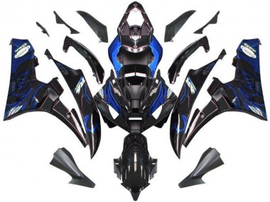 Preto Azul Chama Carenagem Moto Yamaha R6 06-07