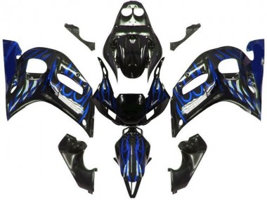 Preto Azul Chama Carenagem Moto Yamaha R6 98-02