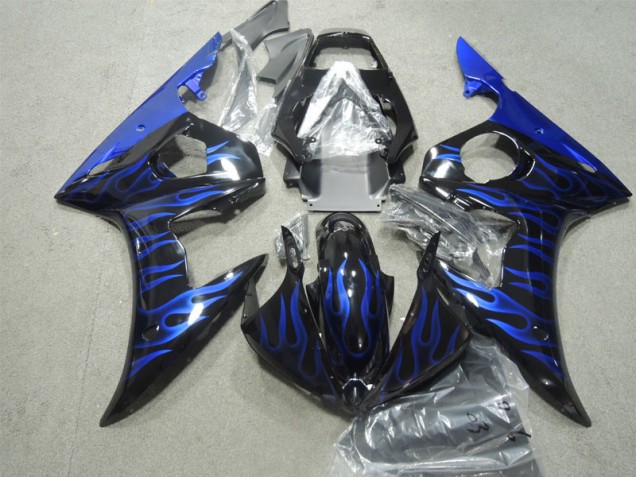 Preto Azul Chama Carroçaria Moto Yamaha R6 03-05 Preto Azul Chama Carroçaria Moto Yamaha R6 03-05