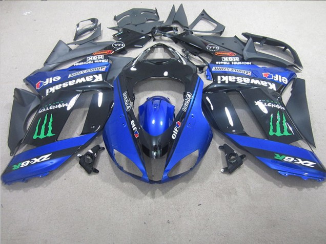 Preto Azul Monster Carenagem Moto Kawasaki ZX6R 07-08 Preto Azul Monster Carenagem Moto Kawasaki ZX6R 07-08