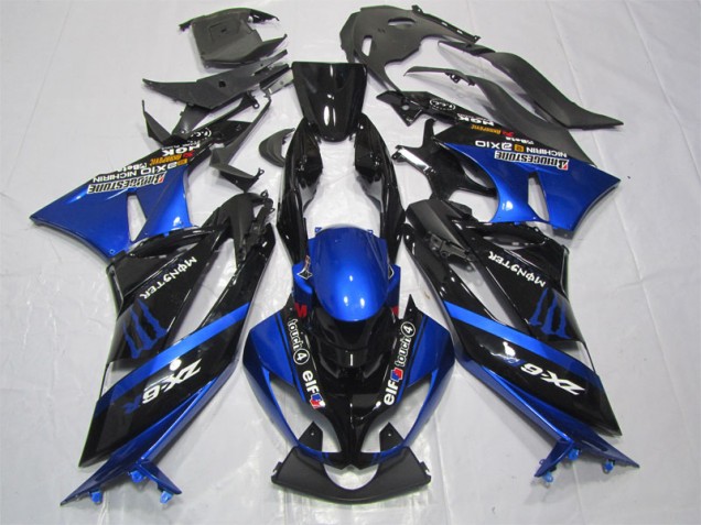 Preto Azul Monster Carenagem Moto Kawasaki ZX6R 09-12 Preto Azul Monster Carenagem Moto Kawasaki ZX6R 09-12