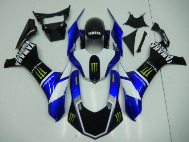 Preto Azul Monster Carenagem Moto Yamaha R1 15-19