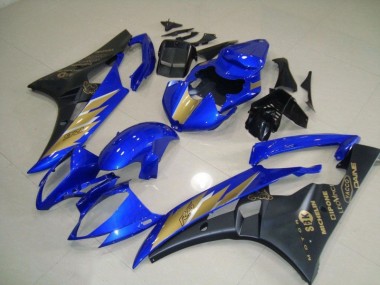 Preto Azul & Ouro Adesivo Kit Carenagem Moto Yamaha R6 06-07