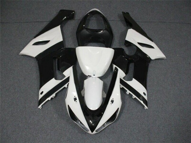 Preto Branco Abs Moto Plástico Kawasaki ZX6R 05-06 Preto Branco Abs Moto Plástico Kawasaki ZX6R 05-06