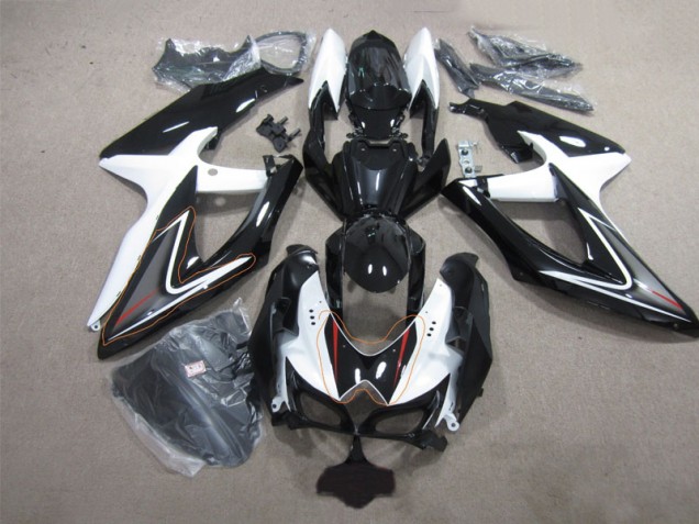 Preto Branco Abs Moto Plásticos Suzuki GSXR 600 K8 08-10 Preto Branco Abs Moto Plásticos Suzuki GSXR 600 K8 08-10