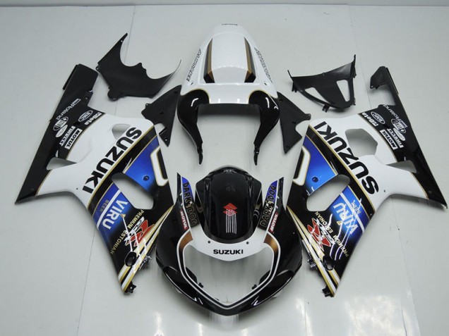 Preto Branco Azul Viru Carenagem Moto Suzuki GSXR 750 K1 K2 K3 01-03 Preto Branco Azul Viru Carenagem Moto Suzuki GSXR 750 K1 K2 K3 01-03
