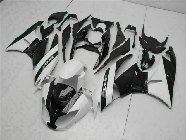 Preto Branco Carenagem Moto Kawasaki ZX6R 09-12 Preto Branco Carenagem Moto Kawasaki ZX6R 09-12
