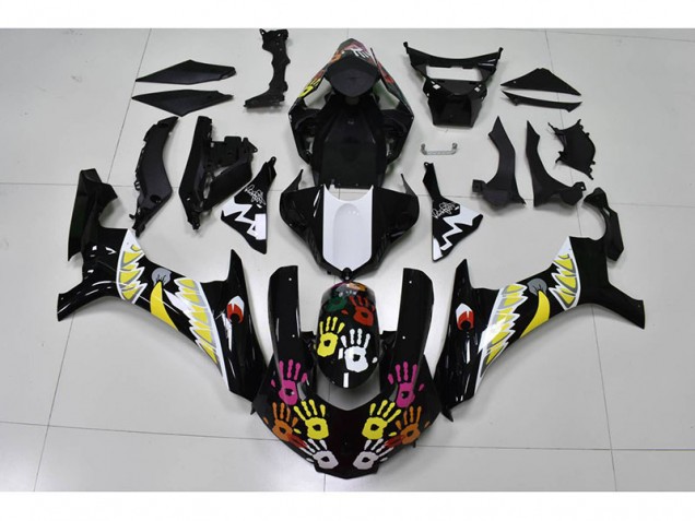 Preto Branco Carenagem Moto Yamaha R1 15-19