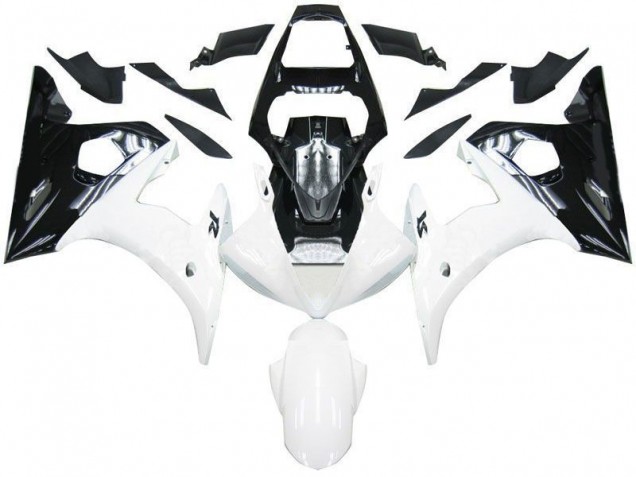 Preto Branco Carenagem Moto Yamaha R6 03-05 Preto Branco Carenagem Moto Yamaha R6 03-05