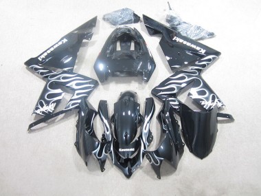 Preto Branco Chama Carenagem Moto Kawasaki ZX10R 03-05