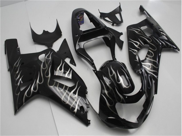 Preto Branco Chama Carenagem Moto Suzuki GSXR 600 / 750 K1 K2 K3 01-03 Preto Branco Chama Carenagem Moto Suzuki GSXR 600 / 750 K1 K2 K3 01-03