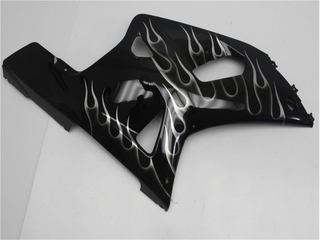 Preto Branco Chama Carenagem Moto Suzuki GSXR 600 / 750 K1 K2 K3 01-03 Preto Branco Chama Carenagem Moto Suzuki GSXR 600 / 750 K1 K2 K3 01-03