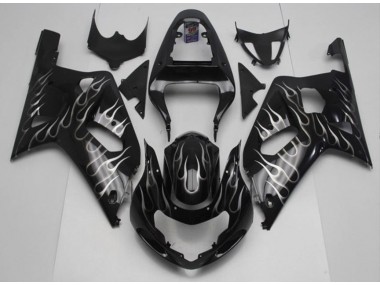 Preto Branco Chama Carenagem Moto Suzuki GSXR 600 / 750 K1 K2 K3 01-03