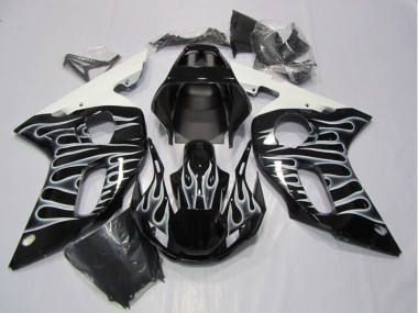 Preto Branco Chama Carenagem Moto Yamaha R6 98-02