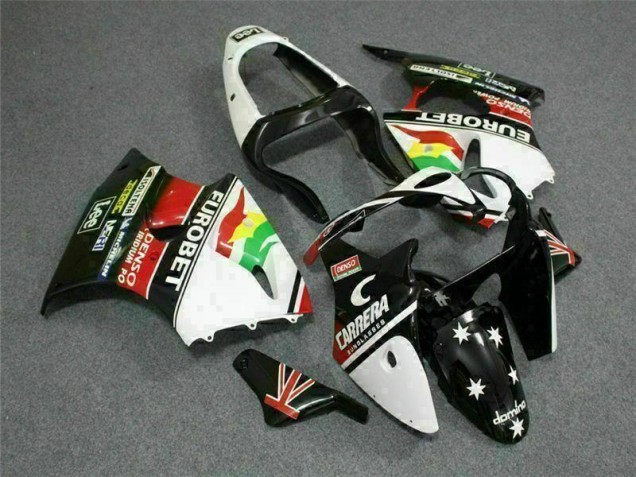 Preto Branco Eurobet Carenagem Moto Kawasaki ZX6R 00-02