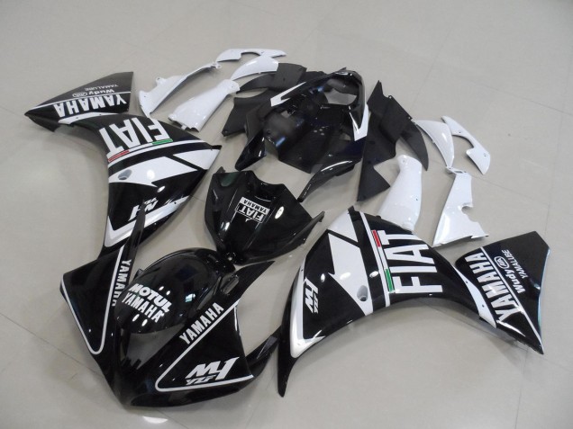 Preto Branco Fiat Moto Plásticos Yamaha R1 09-11 Preto Branco Fiat Moto Plásticos Yamaha R1 09-11