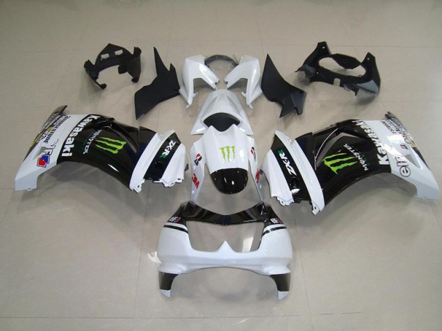 Preto Branco Monster Abs Kits Completos Carenagem Moto Kawasaki ZX 250R 08-12