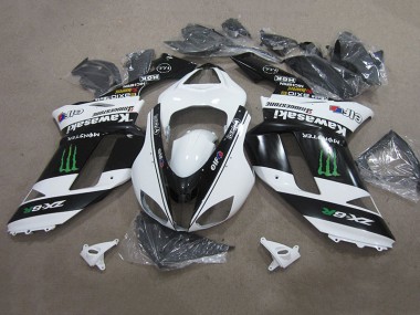 Preto Branco Monster Carenagem Moto Kawasaki ZX6R 07-08
