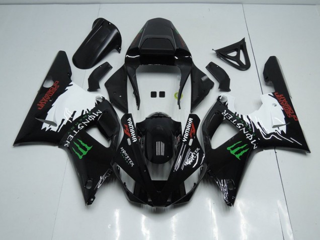 Preto Branco Monster Carenagem Moto Yamaha R1 00-01 Preto Branco Monster Carenagem Moto Yamaha R1 00-01