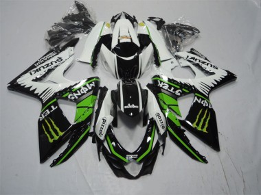 Preto Branco Verde Monster Pizzoli Carenagem Moto Suzuki GSXR 1000 K9 09-16