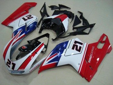 Preto Branco Vermelho 21 Carenagem Moto Ducati 848 1098 1198 07-14