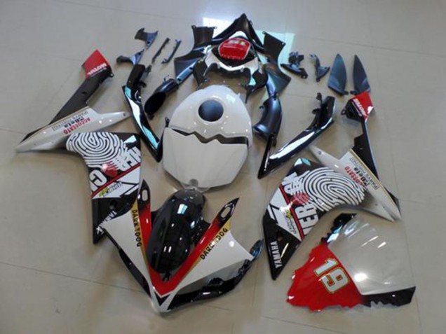 Preto Branco Vermelho Carenagem Moto Yamaha R1 07-08 Preto Branco Vermelho Carenagem Moto Yamaha R1 07-08