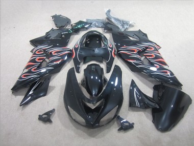 Preto Branco Vermelho Chama Carenagem Moto Kawasaki ZX10R 06-07
