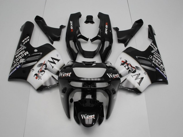 Preto Branco West Carenagem Moto Kawasaki ZX9R 94-97 Preto Branco West Carenagem Moto Kawasaki ZX9R 94-97
