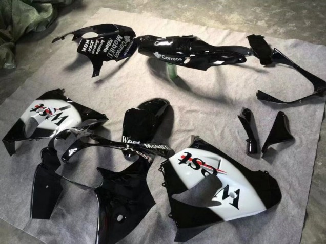 Preto Brilhante Branco Carenagem Moto Kawasaki ZX9R 00-01 Preto Brilhante Branco Carenagem Moto Kawasaki ZX9R 00-01