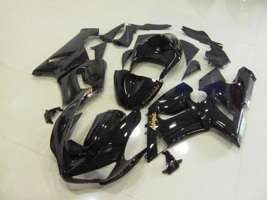 Preto Brilhante Ouro Decalques Carenagem Moto Kawasaki ZX6R 05-06