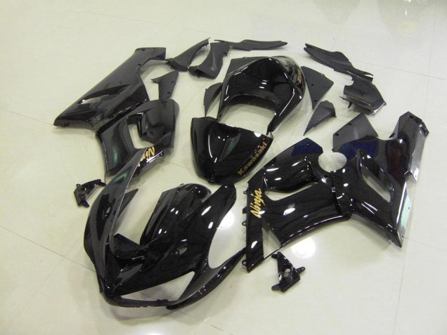 Preto Brilhante Ouro Decalques Carenagem Moto Kawasaki ZX6R 05-06 Preto Brilhante Ouro Decalques Carenagem Moto Kawasaki ZX6R 05-06
