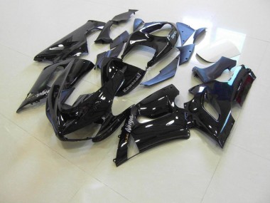 Preto Brilhante Prata Decalques Carenagem Moto Kawasaki ZX6R 05-06