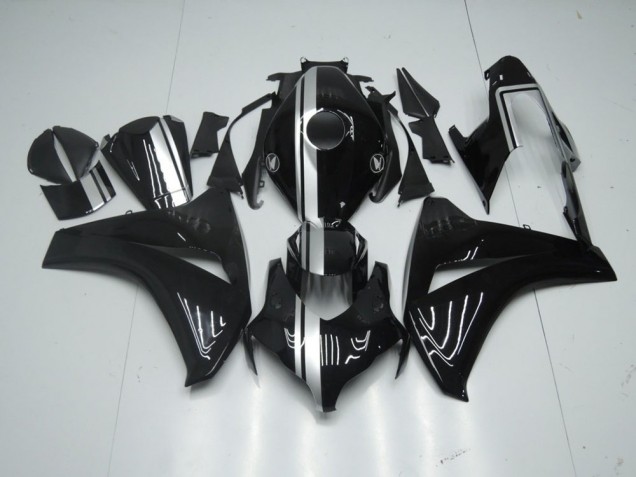 Preto Brilhante & Prata Listra Carenagem Moto Honda CBR 1000RR 08-11 Preto Brilhante & Prata Listra Carenagem Moto Honda CBR 1000RR 08-11