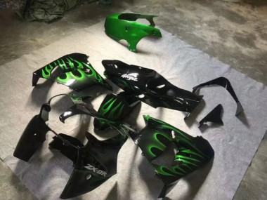 Preto Brilhante Verde Chama Carenagem Moto Kawasaki ZX9R 00-01