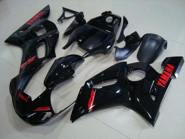 Preto Brilhante Vermelho Decalques Kit Carenagem Moto Yamaha R6 98-02