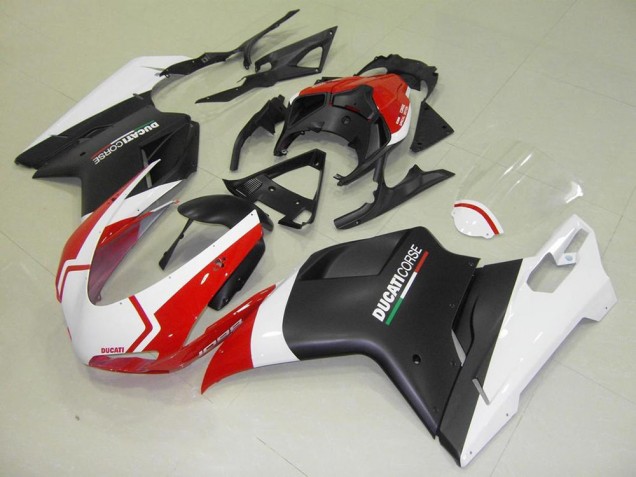 Preto Fosco Branco Vermelho Carenagem Moto Ducati 848 1098 1198 07-14 Preto Fosco Branco Vermelho Carenagem Moto Ducati 848 1098 1198 07-14