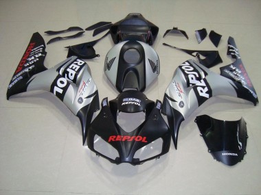 Preto Fosco Prata Repsol Kits Carenagem Moto Honda CBR 1000RR 06-07
