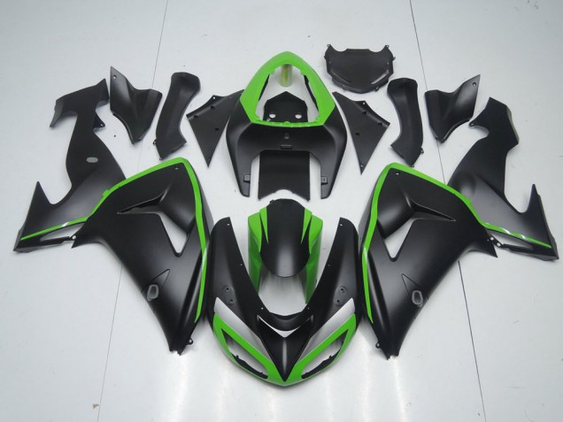 Preto Fosco & Verde Line Carenagem Moto Kawasaki ZX10R 06-07