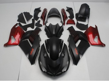 Preto Fosco & Vermelho Carenagem Moto Kawasaki ZX14R ZZR 1400 06-11