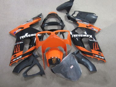 Preto Laranja Monster Carenagem Moto Kawasaki ZX6R 03-04