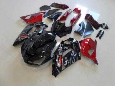 Preto Nd Vermelho Prata Chama Carenagem Moto Kawasaki ZX14R ZZR 1400 06-11