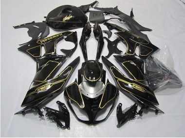 Preto Ouro Carenagem Moto Kawasaki ZX6R 09-12