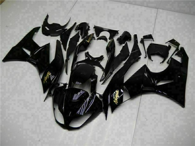 Preto Ouro Ninja Carenagem Moto Kawasaki ZX6R 09-12 Preto Ouro Ninja Carenagem Moto Kawasaki ZX6R 09-12