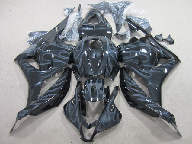 Preto Prata Chama Moto Plásticos Honda CBR 600RR 09-12 Preto Prata Chama Moto Plásticos Honda CBR 600RR 09-12
