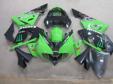 Preto Verde 3M Monster Carenagem Moto Kawasaki ZX10R 03-05